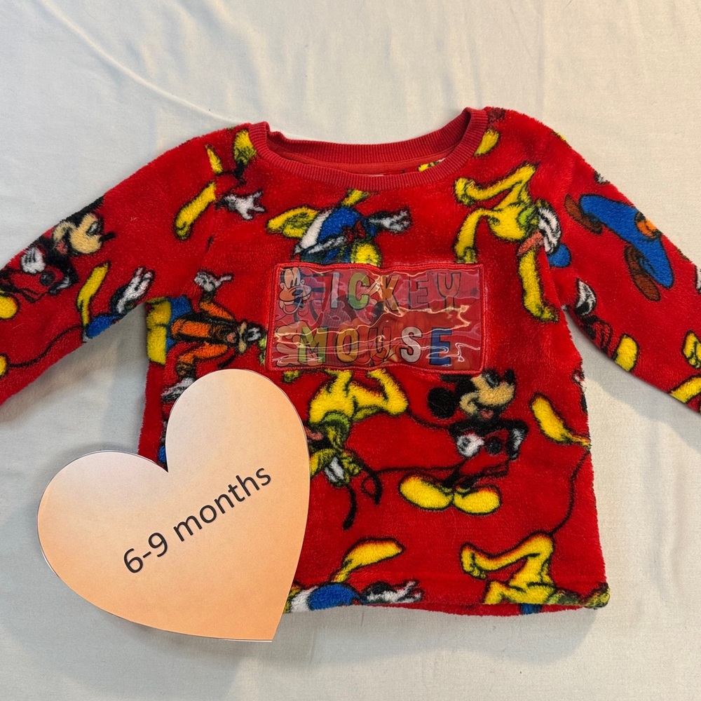 Disney - Mickey Mouse - plush pullover sweater. Size 6-9 mo